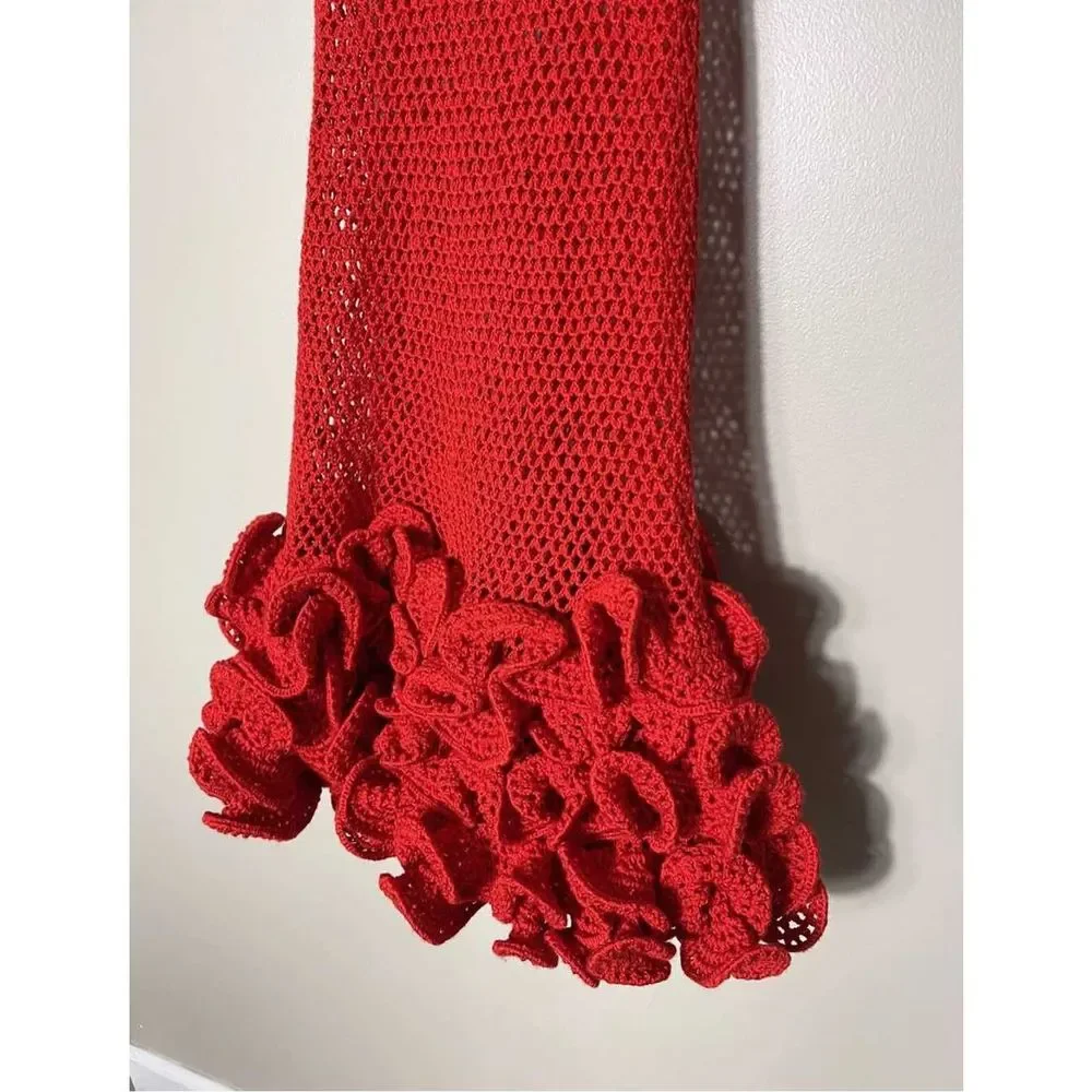 New Anthropologie x Emily In Paris Red Chouchou Ruffle Dress sz M - Picture 6 of 10